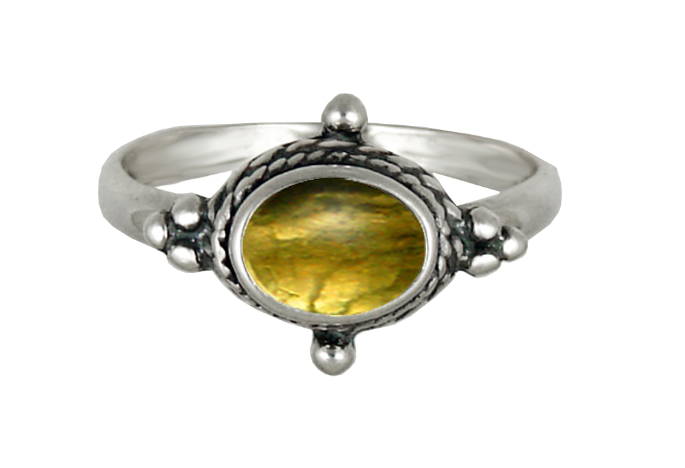 Sterling Silver Gemstone Ring With Citrine Size 5